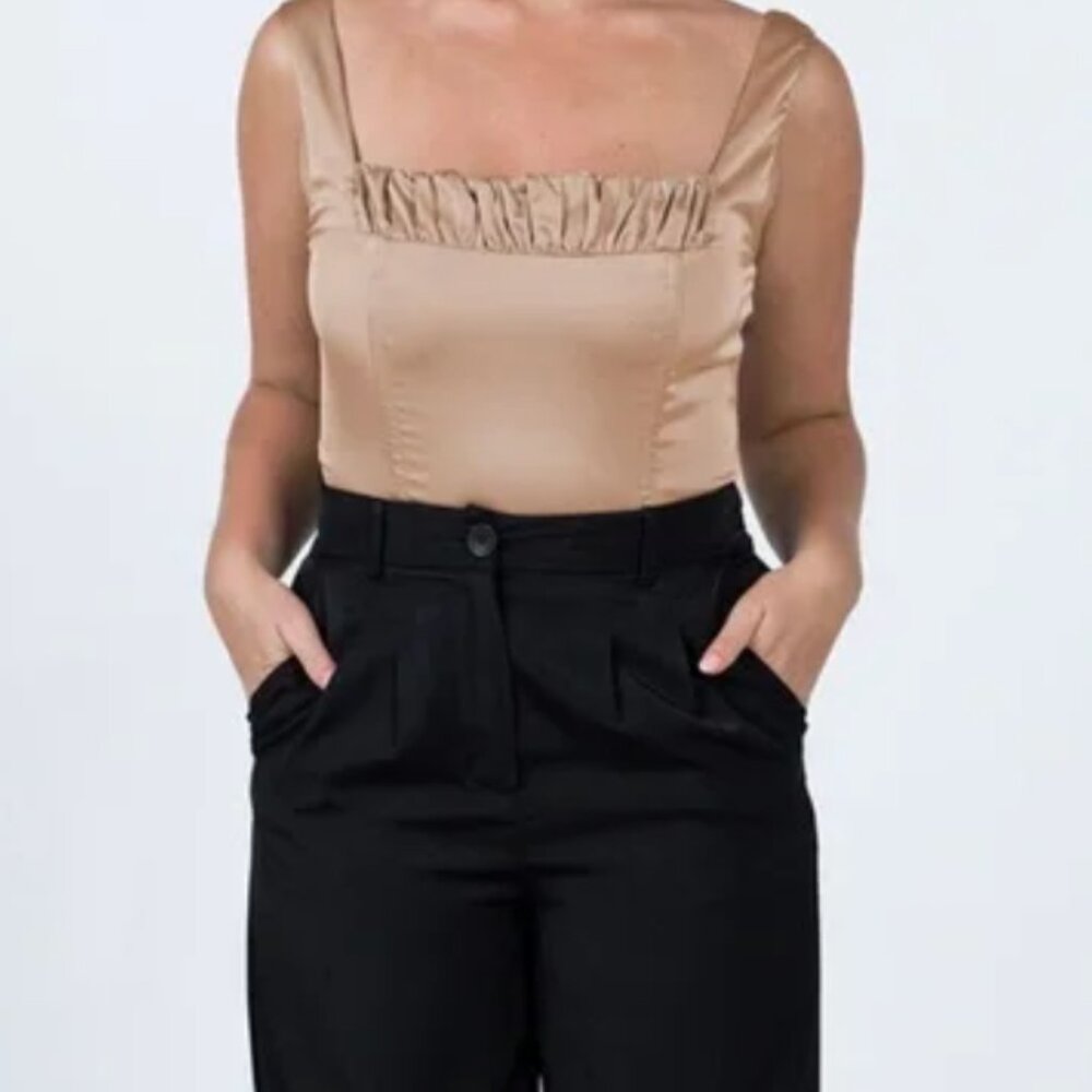 Princess Polly Beige/Champagne Corset Straight Neckline Bodysuit Size US 0